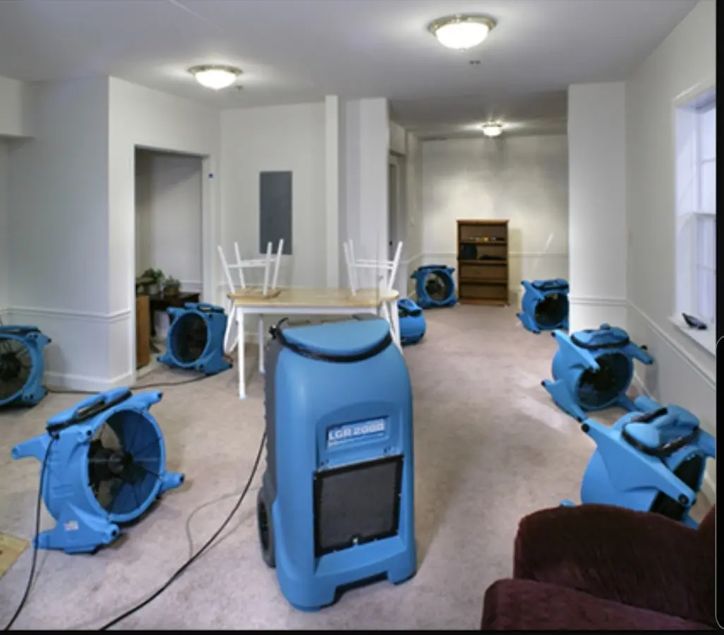 Air movers and dehumidifier setup for Water Extraction & Removal in Brookfield