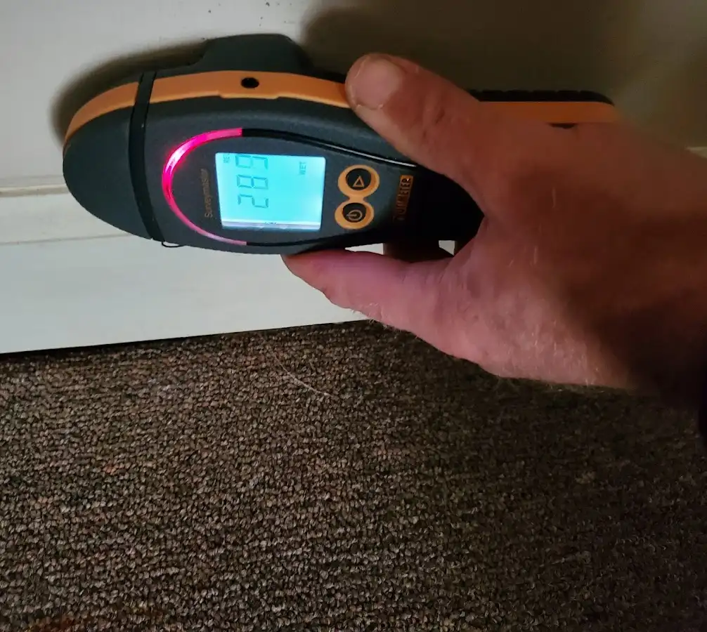 Moisture detection at baseboard during Sewage Cleanup & Sanitation in Brookfield
